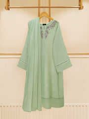 3 Piece - Pure Cotton Net Embroidered Suit S109492