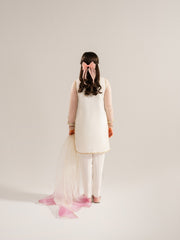 (Kids) 3 Piece - Embroidered Cotton Net Suit KD-023