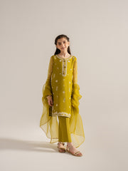 (Kids) 3 Piece - Embroidered Organza Suit KD-029