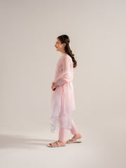 (Kids) 3 Piece - Embroidered Cotton Net Suit KD-022