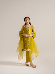 (Kids) 3 Piece - Embroidered Organza Suit KD-029