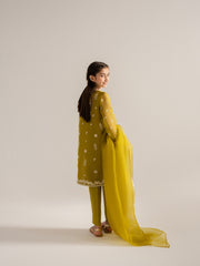 (Kids) 3 Piece - Embroidered Organza Suit KD-029