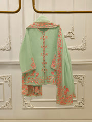 3 Piece - Pure Embroidered Cotton Net Suit S112720