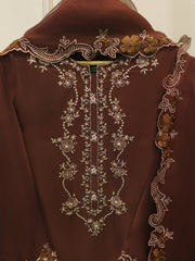 3 Piece- Pure Embroidered Sheesha Silk Suit S112969