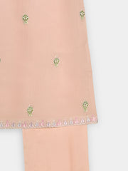 (Kids) 2 Piece - Embroidered Cotton Net Suit KD089