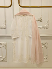 3 Piece - Pure Embroidered Cotton Net Suit S113048