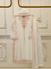 3 Piece - Pure Embroidered Cotton Net Suit S113128