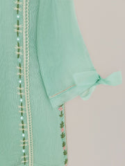 (KIDS) PURE COTTON NET HAND EMBROIDERED SHIRT AND SILK PANTS KD3581A