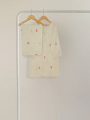 (KIDS) FINE JACQUARD EMBROIDERED SHIRT AND PANTS KD028