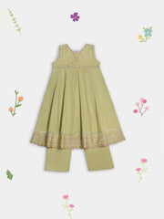 (Kids) 2 Piece - Embroidered Cambric Suit FKD-091