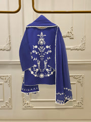 3 Piece - Pure Embroidered Cotton Net Suit S112429