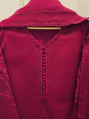 3 Piece - Pure Embroidered Cotton Net Suit S112428