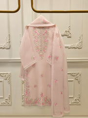3 Piece - Pure Organza Embroidered Suit S112430