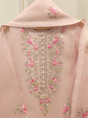3 Piece - Pure Organza Embroidered Suit S112430