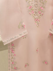 3 Piece - Pure Organza Embroidered Suit S112430
