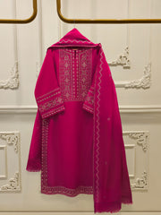 3 Piece - Embroidered Kora Cotton Silk Suit S112451