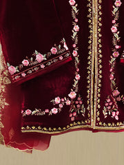 3 Piece - Embroidered Velvet Suit S112849