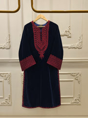 2 Piece - Embroidered Velvet Suit S112861