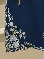 3 Piece - Pure Organza Embroidered Suit S112970
