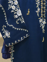 3 Piece - Pure Organza Embroidered Suit S112970