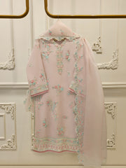 3 Piece - Pure Organza Embroidered Suit S114193