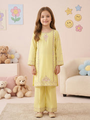 (Kids) 2 Piece - Embroidered Cambric Suit KD-013