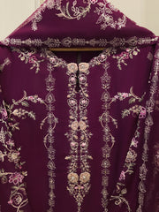 3 Piece- Pure Sheesha Silk Embroidered Suit S114652