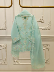 3 Piece - Pure Embroidered Organza Suit S112183