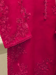 3 Piece - Pure Organza Embroidered Suit S112485