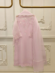 3 Piece - Pure Organza Embroidered Suit S112585
