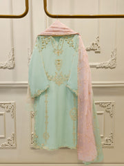 3 Piece - Pure Chiffon Embroidered Suit S112689