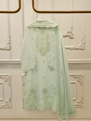 3 Piece - Pure Embroidered Cotton Net Suit S112781
