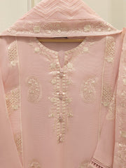 3 Piece - Pure Embroidered Cotton Net Suit S112866
