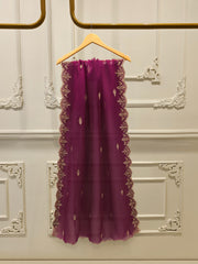 3 Piece- Pure Embroidered Sheesha Silk Suit S112927