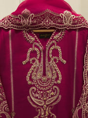 3 Piece- Pure Embroidered Sheesha Silk Suit S112832