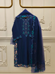 3 Piece- Pure Embroidered Sheesha Silk Suit S112974
