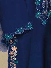 3 Piece- Pure Embroidered Sheesha Silk Suit S112974