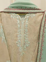 3 Piece - Pure Embroidered Cotton Net Suit S112976