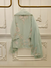 3 Piece - Pure Embroidered Cotton Net Suit S112954