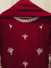 3 Piece - Pure Embroidered Cotton Net Suit S112982