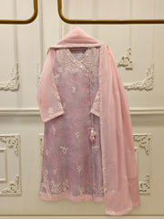 3 Piece - Pure Organza Embroidered Suit S113120