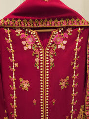 3 Piece - Pure Embroidered Cotton Net Suit S113282