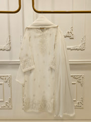 3 Piece - Pure Embroidered Cotton Net Suit S113419