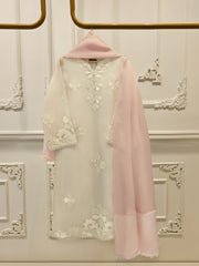 3 Piece - Pure Organza Embroidered Suit S113571
