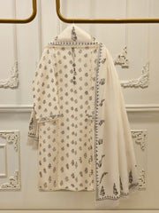 3 Piece - Hand Block Printed Kora Cotton Suit S113596