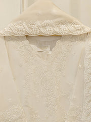 (Unstitched) 3 Piece - Pure Embroidered Cotton Net Suit S114058