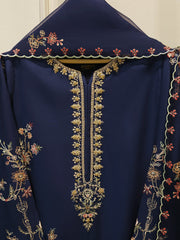 3 Piece - Pure Khaddi Silk Embroidered Suit S114158