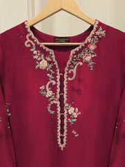 Pure Embroidered Sheesha Silk Shirt S114832