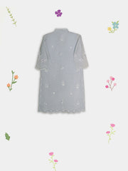 (Kids) 3 Piece -Embroidered Pure Cotton Net Suit KD-076