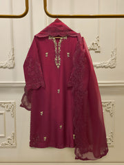 3 Piece- Pure Sheesha Silk Embroidered Suit S115228